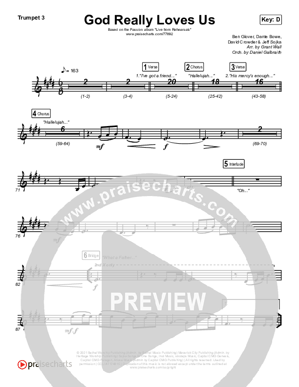 God Really Loves Us (Live) Trumpet 3 (Passion)