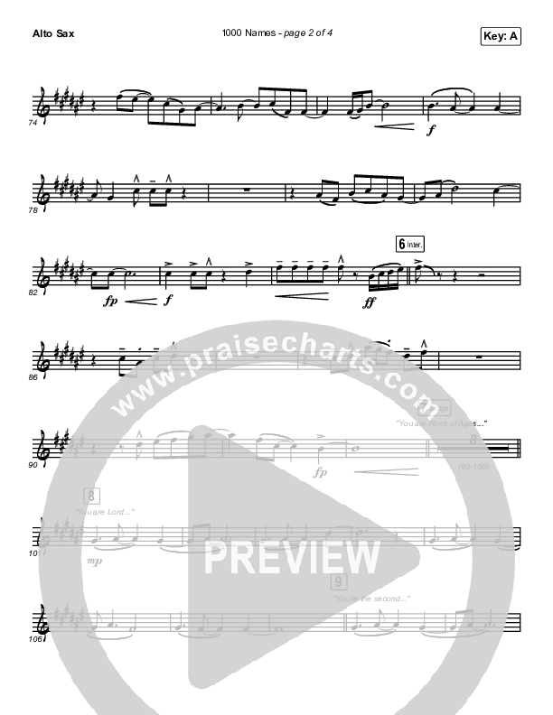 1000 Names (Live) Alto Sax (Passion)