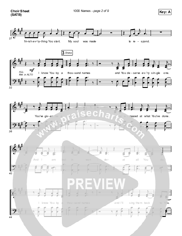 1000 Names (Live) Choir Sheet (SATB) (Print Only) (Passion)
