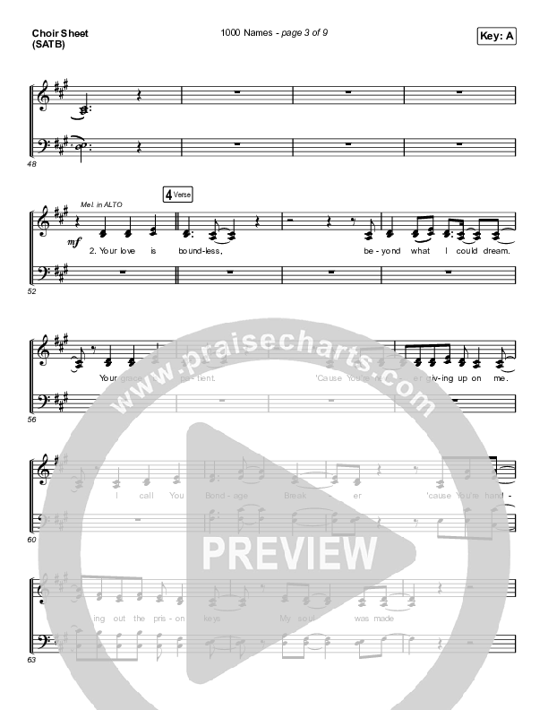1000 Names (Live) Choir Sheet (SATB) (Print Only) (Passion)