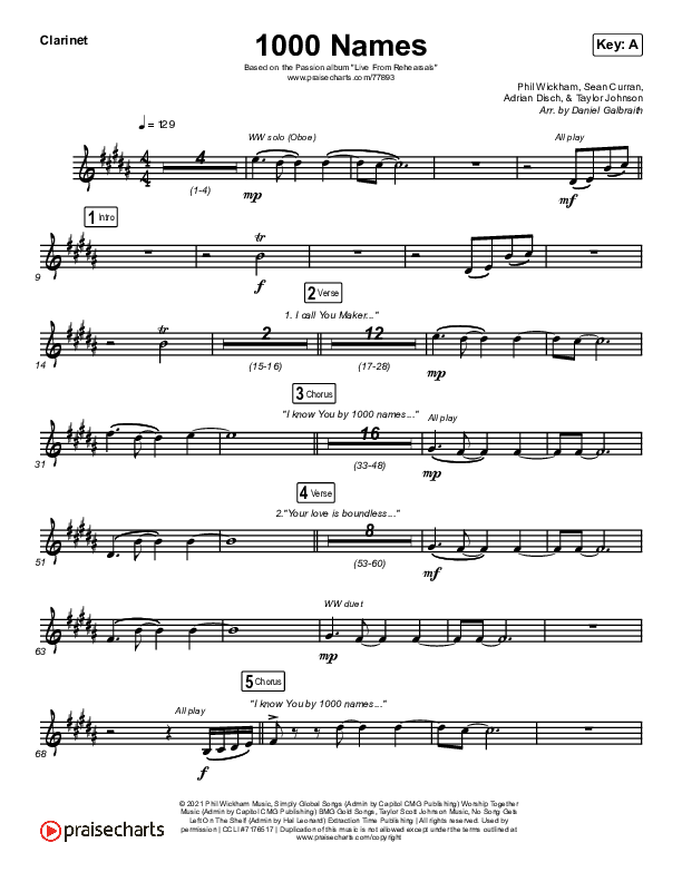 1000 Names (Live) Clarinet (Passion)
