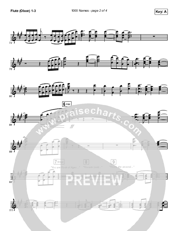 1000 Names (Live) Flute/Oboe 1/2/3 (Passion)