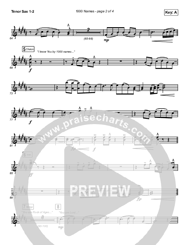 1000 Names (Live) Tenor Sax 1/2 (Passion)