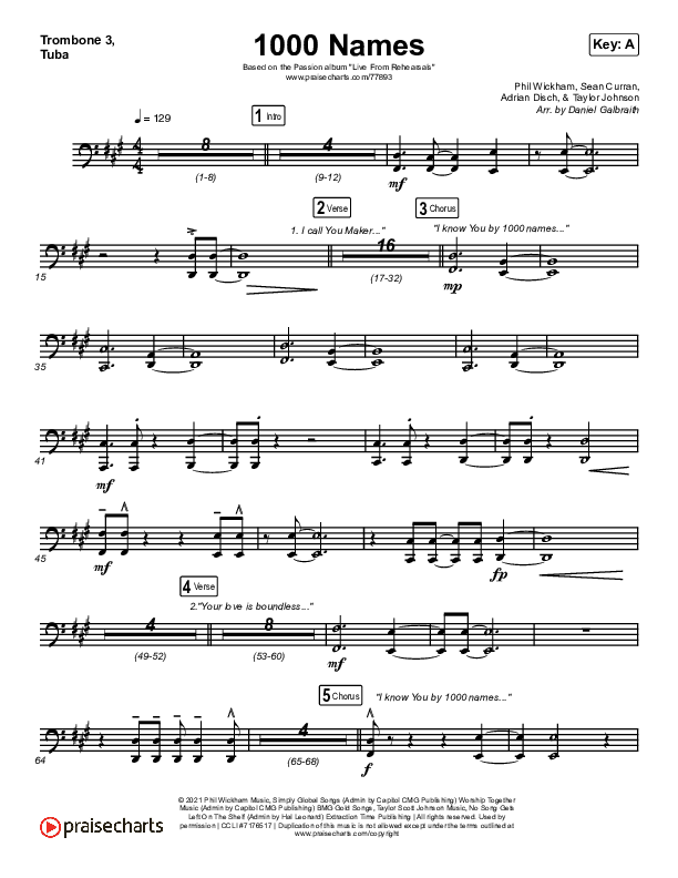 1000 Names (Live) Trombone 3/Tuba (Passion)