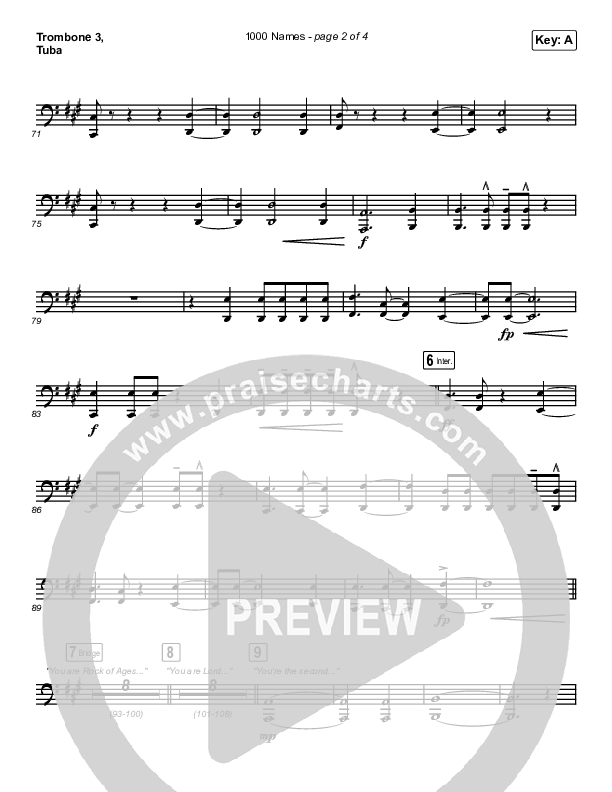 1000 Names (Live) Trombone 3/Tuba (Passion)