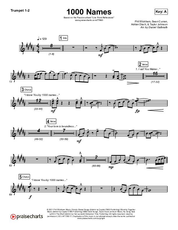 1000 Names (Live) Trumpet 1,2 (Passion)