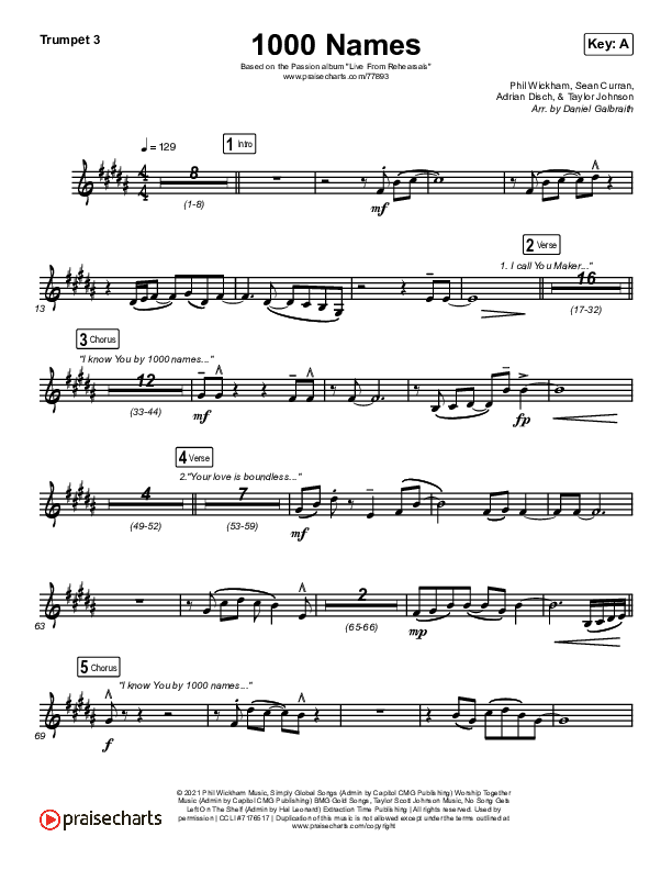 1000 Names (Live) Trumpet 3 (Passion)