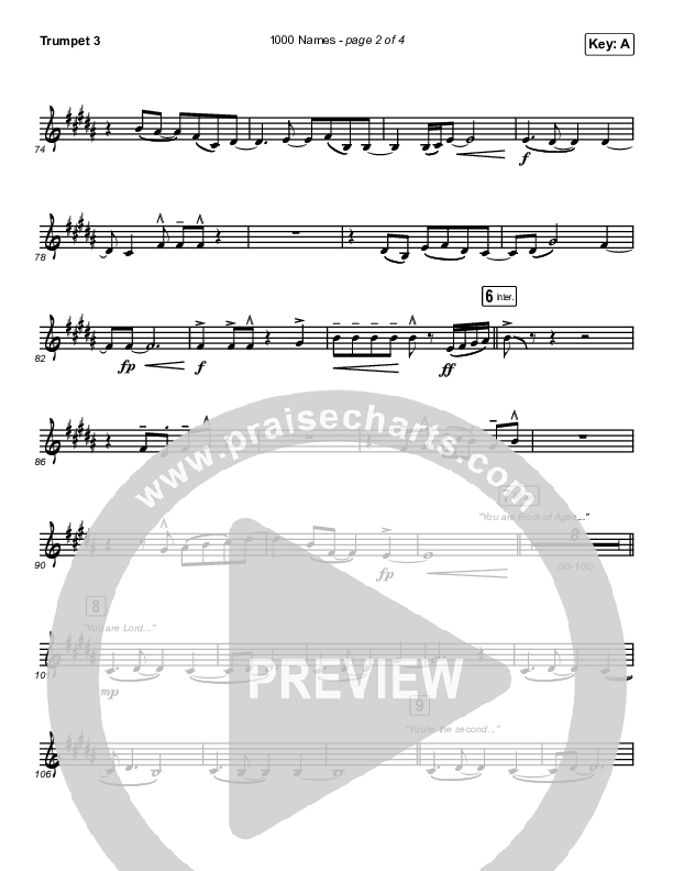 1000 Names (Live) Trumpet 3 (Passion)