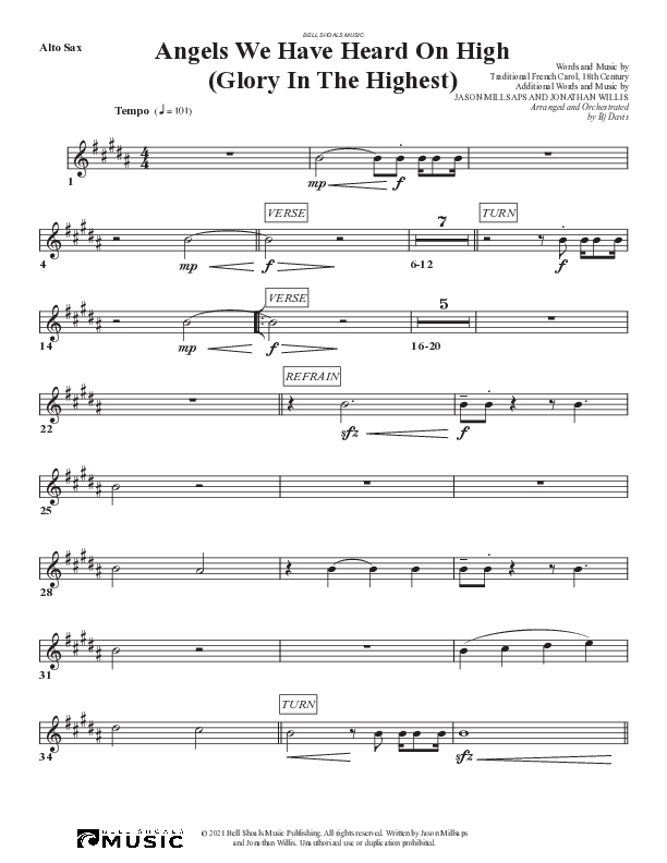Angels We Have Heard On High (Glory In The Highest) Alto Sax (Bell Shoals Music)