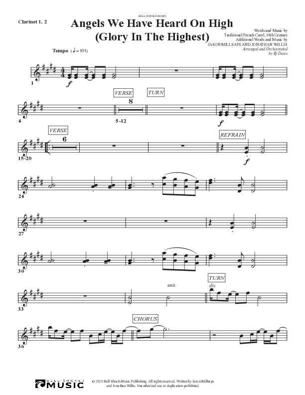 Angels We Have Heard On High (Glory In The Highest) Clarinet 1/2 (Bell Shoals Music)