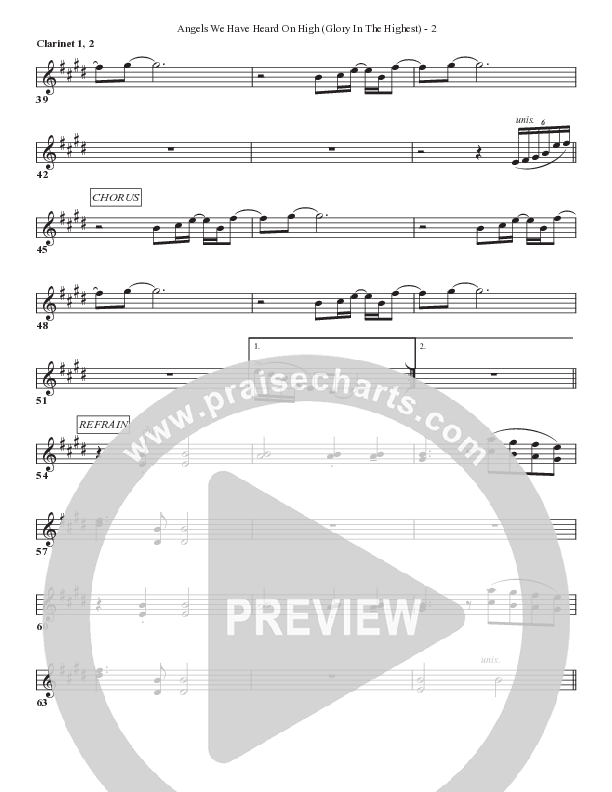 Angels We Have Heard On High (Glory In The Highest) Clarinet 1/2 (Bell Shoals Music)