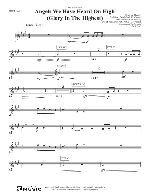 Angels We Have Heard On High (Glory In The Highest) French Horn 1/2 (Bell Shoals Music)