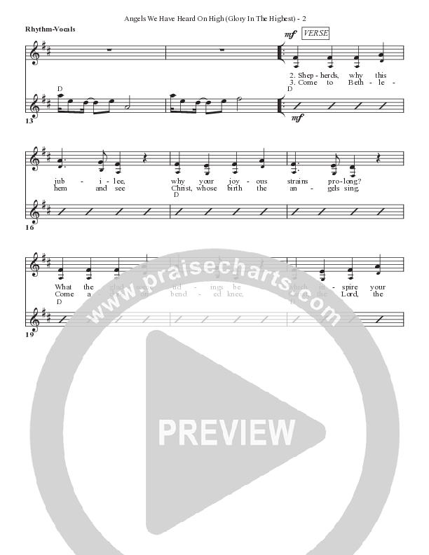 Angels We Have Heard On High (Glory In The Highest) Lead Sheet (SAT) (Bell Shoals Music)