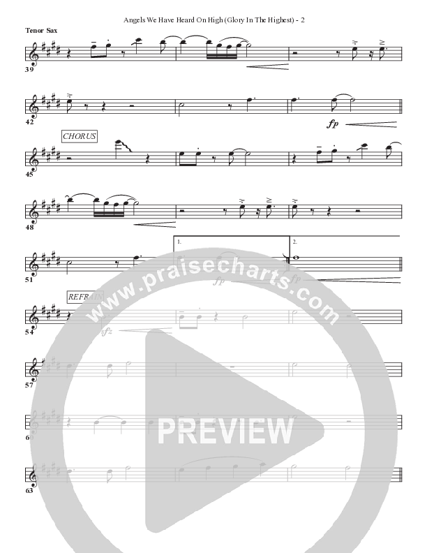 Angels We Have Heard On High (Glory In The Highest) Tenor Sax 2 (Bell Shoals Music)