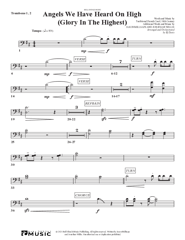 Angels We Have Heard On High (Glory In The Highest) Trombone 1/2 (Bell Shoals Music)
