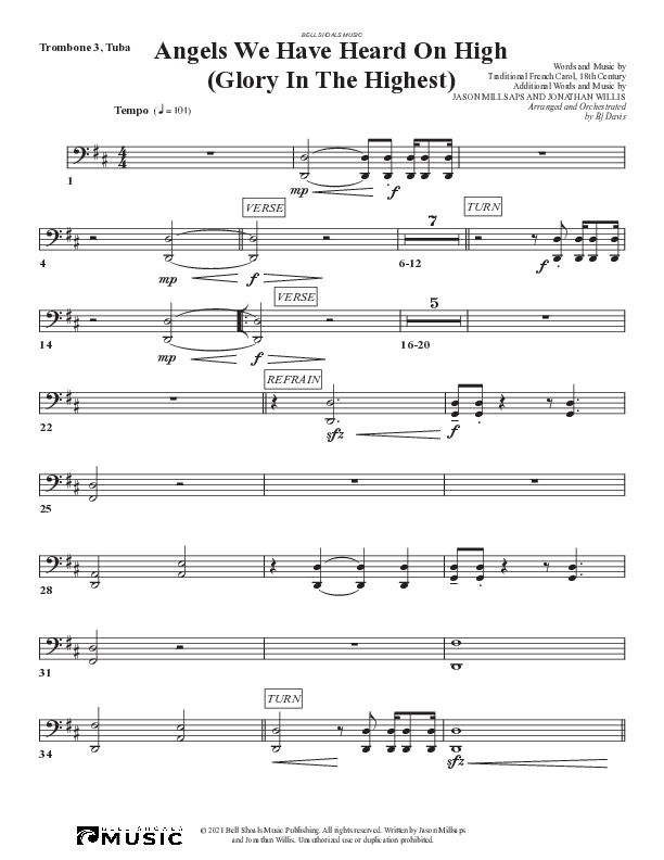 Angels We Have Heard On High (Glory In The Highest) Trombone 3/Tuba (Bell Shoals Music)