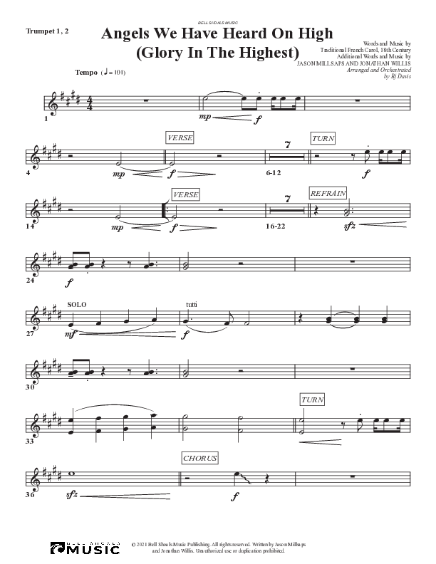 Angels We Have Heard On High (Glory In The Highest) Trumpet 1,2 (Bell Shoals Music)