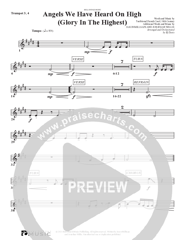 Angels We Have Heard On High (Glory In The Highest) Trumpet 3 (Bell Shoals Music)