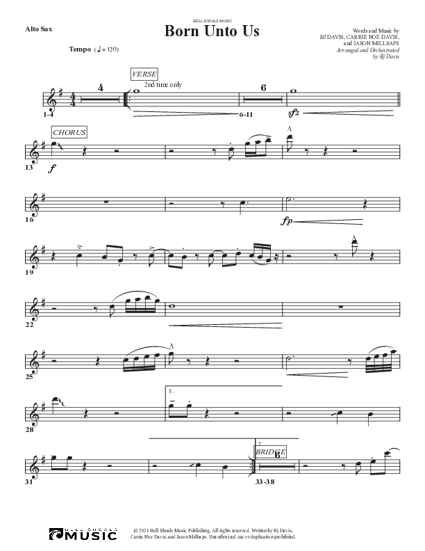 Born Unto Us Alto Sax (Bell Shoals Music)