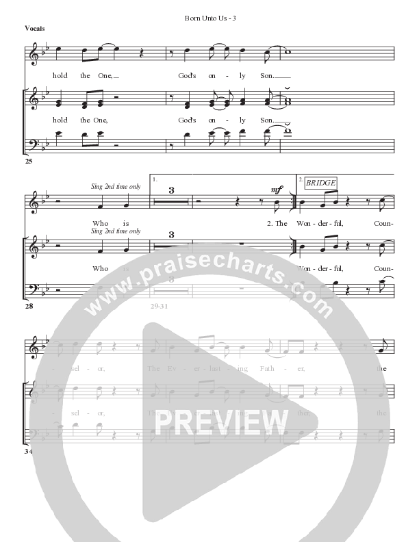 Born Unto Us Choir Sheet (SATB) (Bell Shoals Music)