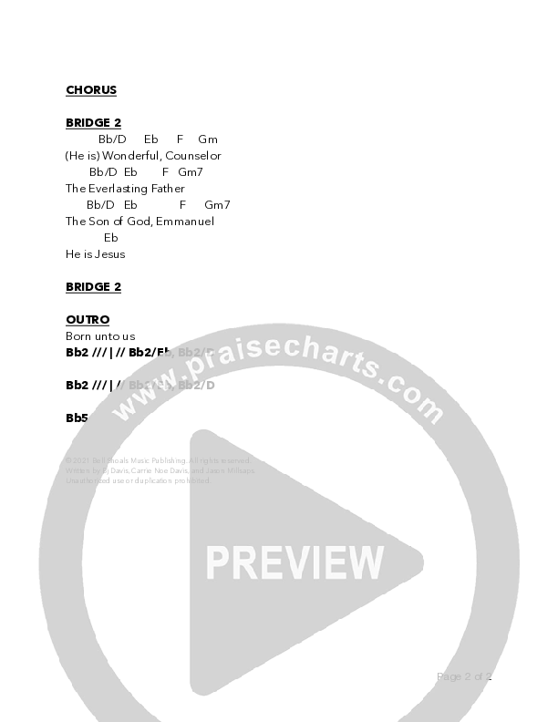 Born Unto Us Chord Chart (Bell Shoals Music)