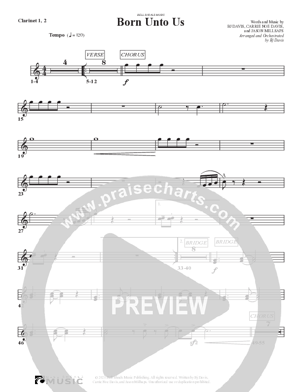 Born Unto Us Clarinet 1/2 (Bell Shoals Music)