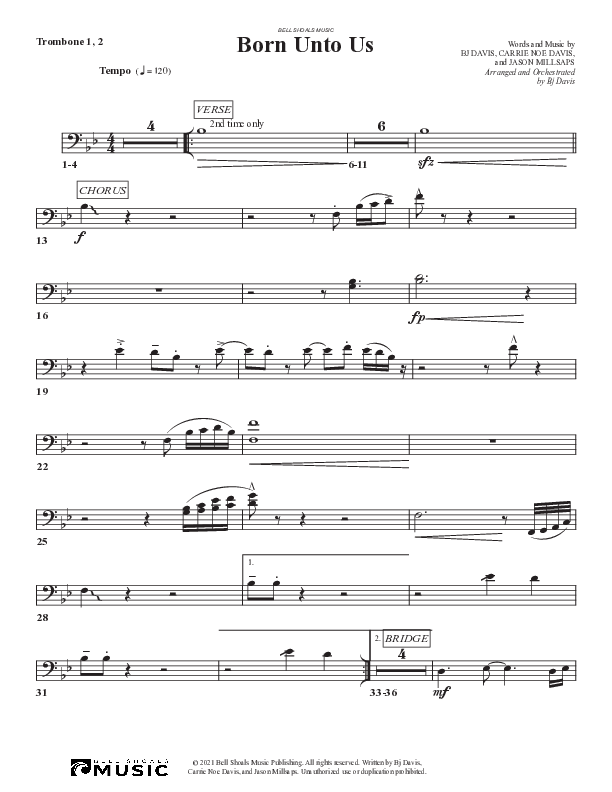 Born Unto Us Trombone 1/2 (Bell Shoals Music)