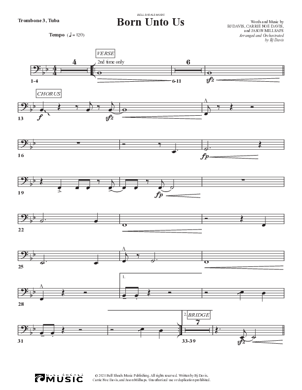 Born Unto Us Trombone 3/Tuba (Bell Shoals Music)