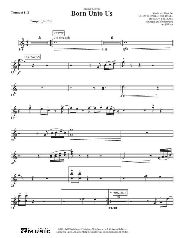 Born Unto Us Trumpet 1,2 (Bell Shoals Music)