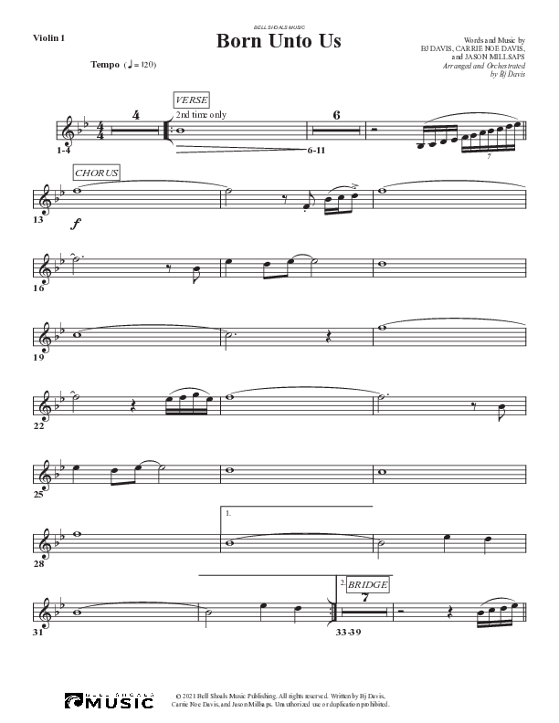 Born Unto Us Violin 1 (Bell Shoals Music)