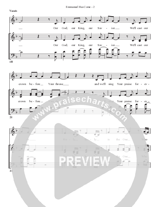 Emmanuel Has Come Choir Sheet (SATB) (Bell Shoals Music)