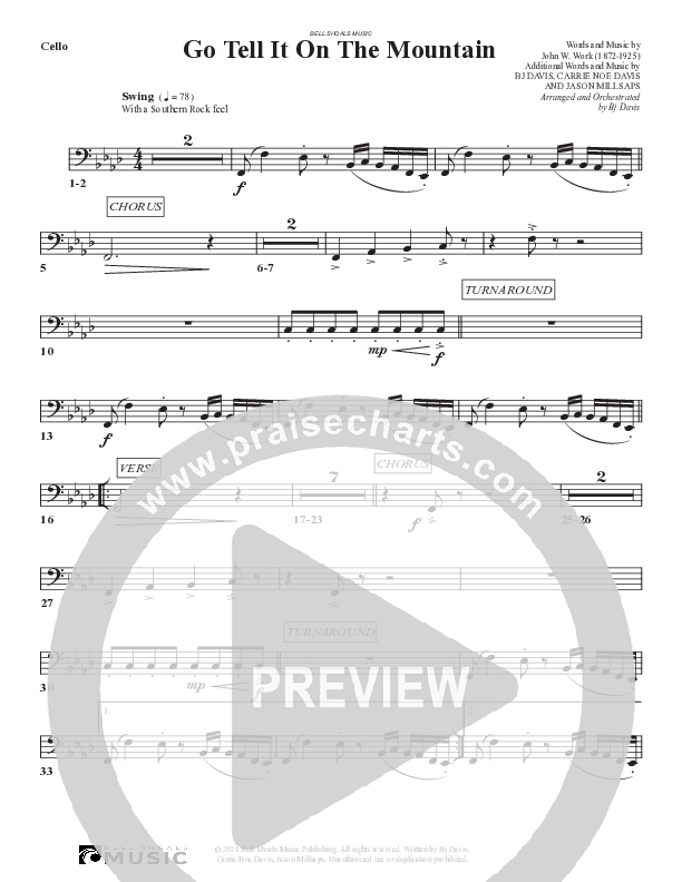 Go Tell It On The Mountain Cello (Bell Shoals Music)