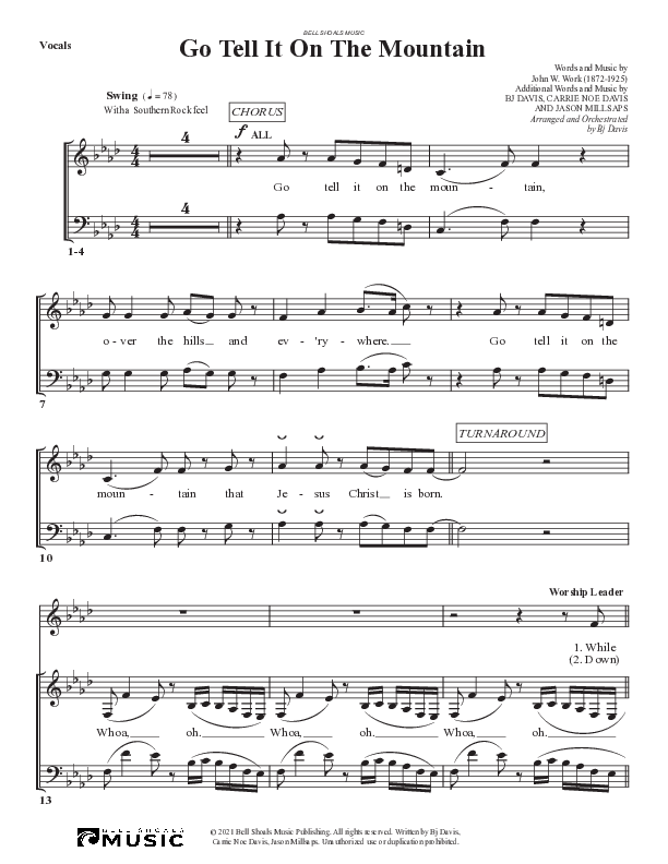 Go Tell It On The Mountain Choir Sheet (SATB) (Bell Shoals Music)