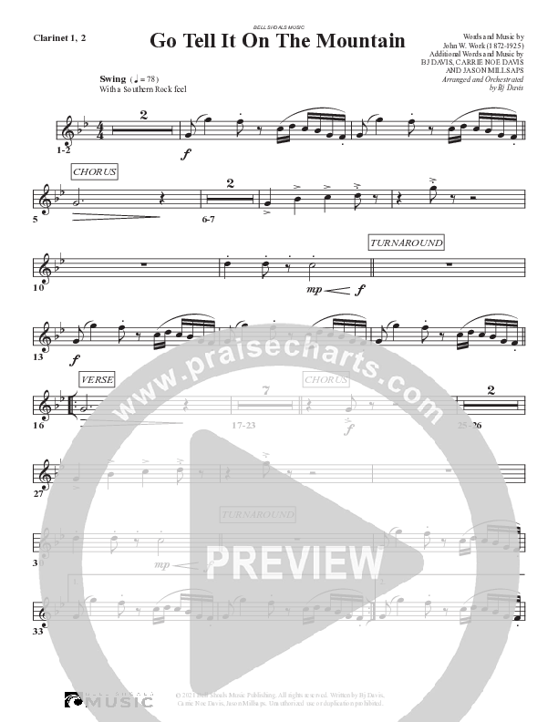 Go Tell It On The Mountain Clarinet 1/2 (Bell Shoals Music)