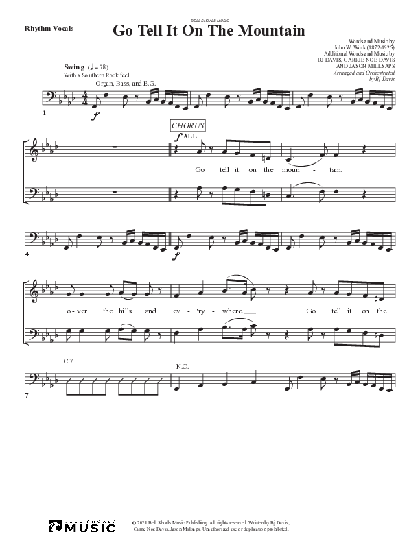 Go Tell It On The Mountain Lead Sheet (SAT) (Bell Shoals Music)