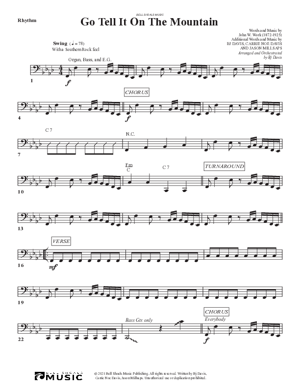 Go Tell It On The Mountain Rhythm Chart (Bell Shoals Music)