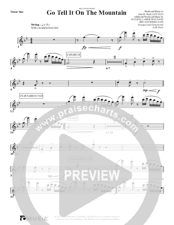 Go Tell It On The Mountain Tenor Sax 2 (Bell Shoals Music)