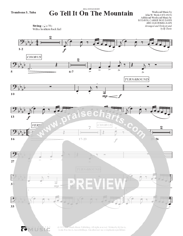 Go Tell It On The Mountain Trombone 3/Tuba (Bell Shoals Music)