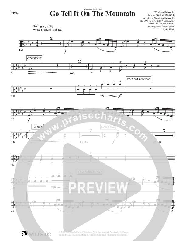 Go Tell It On The Mountain Viola (Bell Shoals Music)