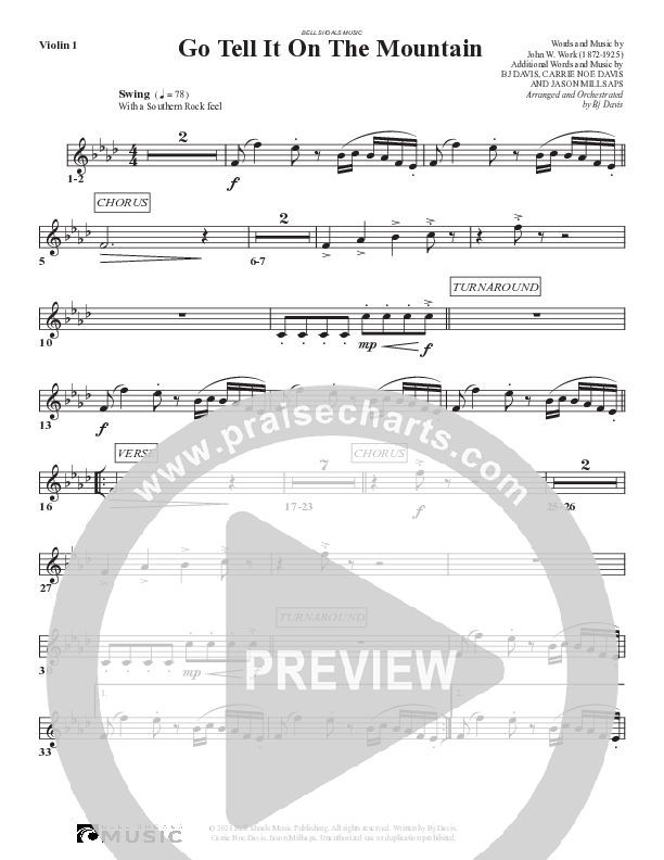 Go Tell It On The Mountain Violin 1 (Bell Shoals Music)
