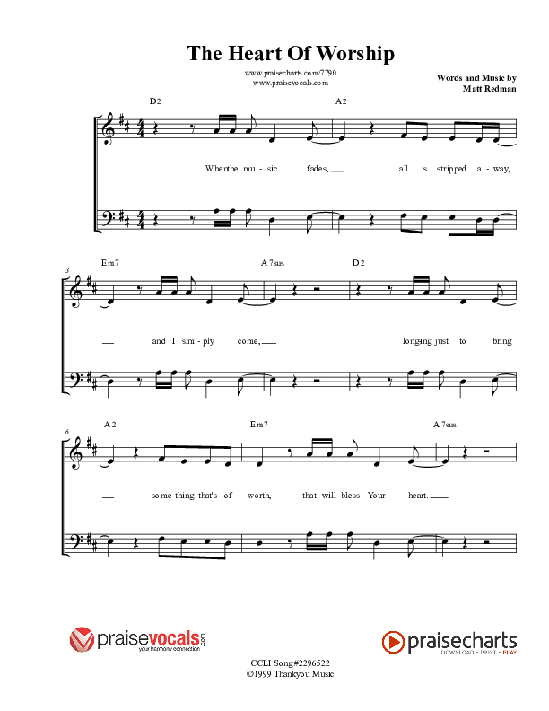 The Heart Of Worship Lead Sheet (PraiseVocals)