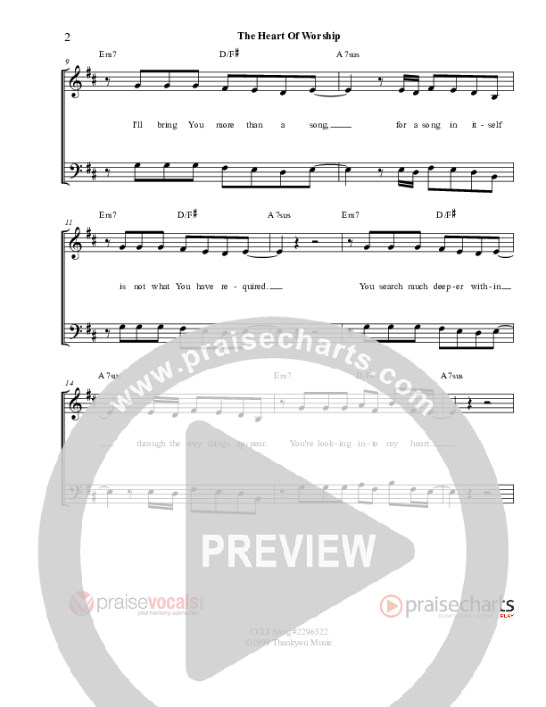 The Heart Of Worship Lead Sheet (PraiseVocals)