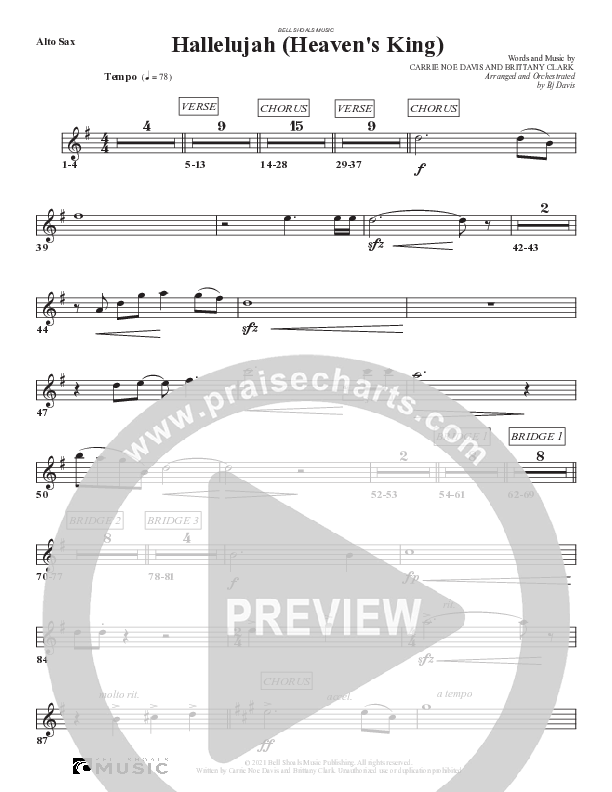 Hallelujah (Heaven’s King) Alto Sax (Bell Shoals Music)