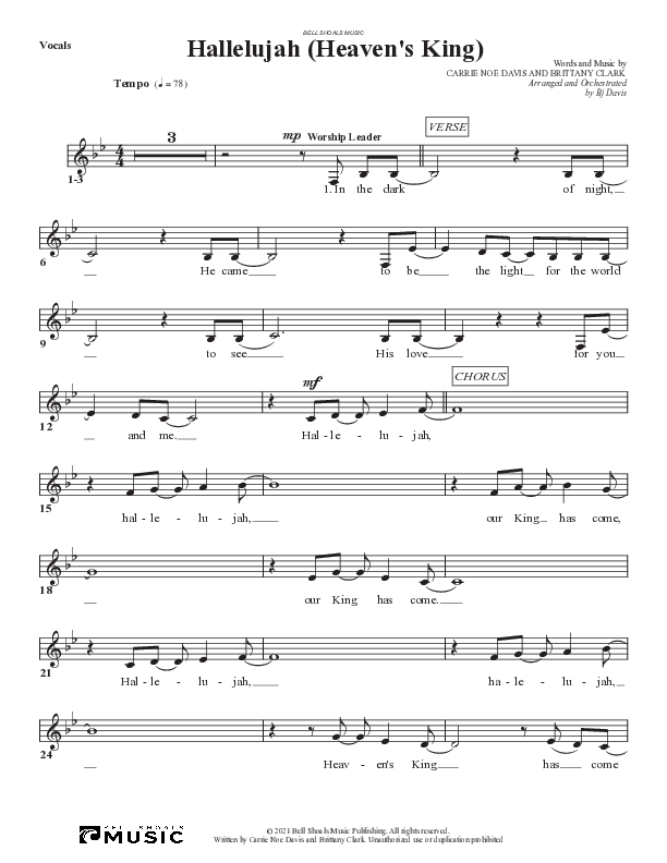 Hallelujah (Heaven’s King) Choir Sheet (SATB) (Bell Shoals Music)