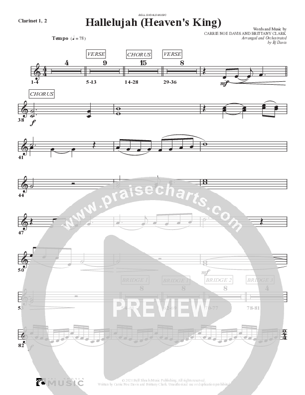 Hallelujah (Heaven’s King) Clarinet 1/2 (Bell Shoals Music)