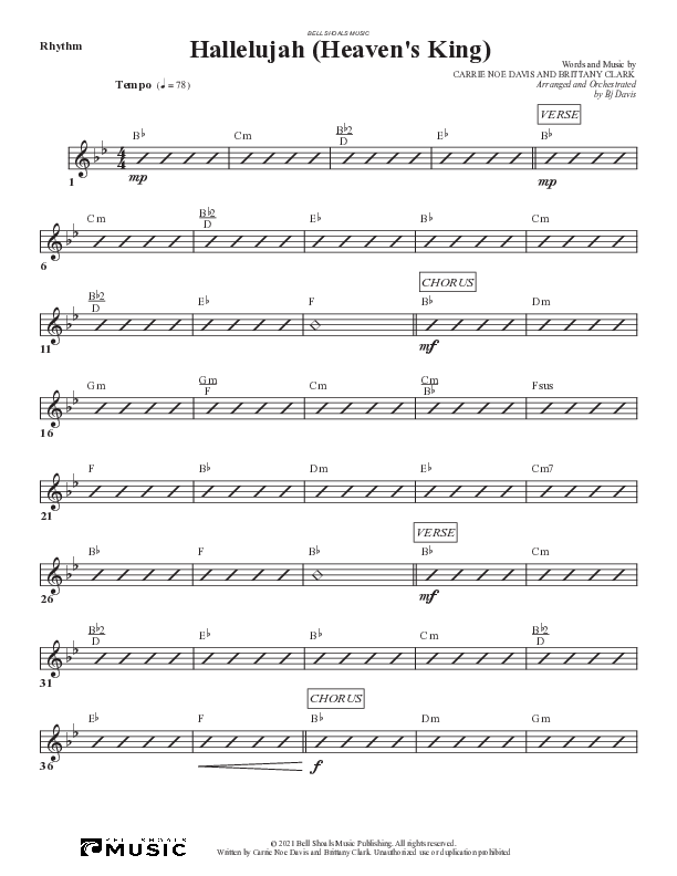 Hallelujah (Heaven’s King) Rhythm Chart (Bell Shoals Music)