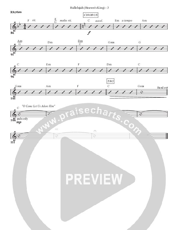 Hallelujah (Heaven’s King) Rhythm Chart (Bell Shoals Music)