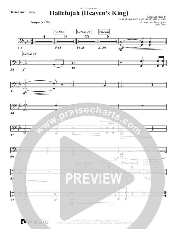 Hallelujah (Heaven’s King) Trombone 3/Tuba (Bell Shoals Music)