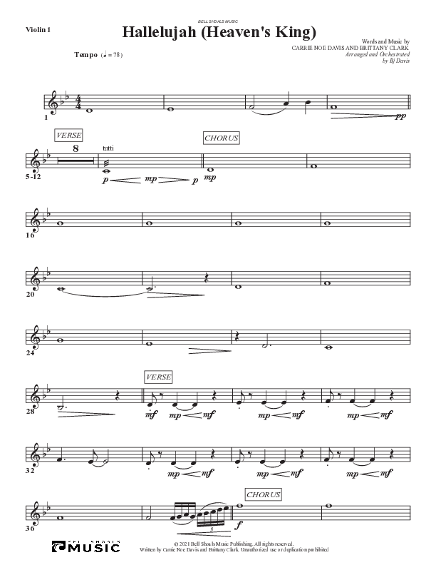 Hallelujah (Heaven’s King) Violin 1 (Bell Shoals Music)