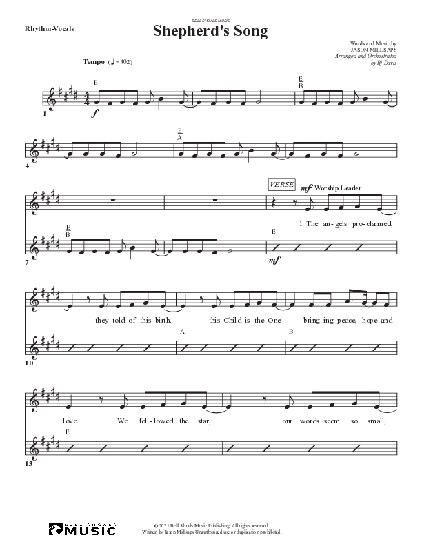 Shepherd’s Song Lead Sheet (SAT) (Bell Shoals Music)